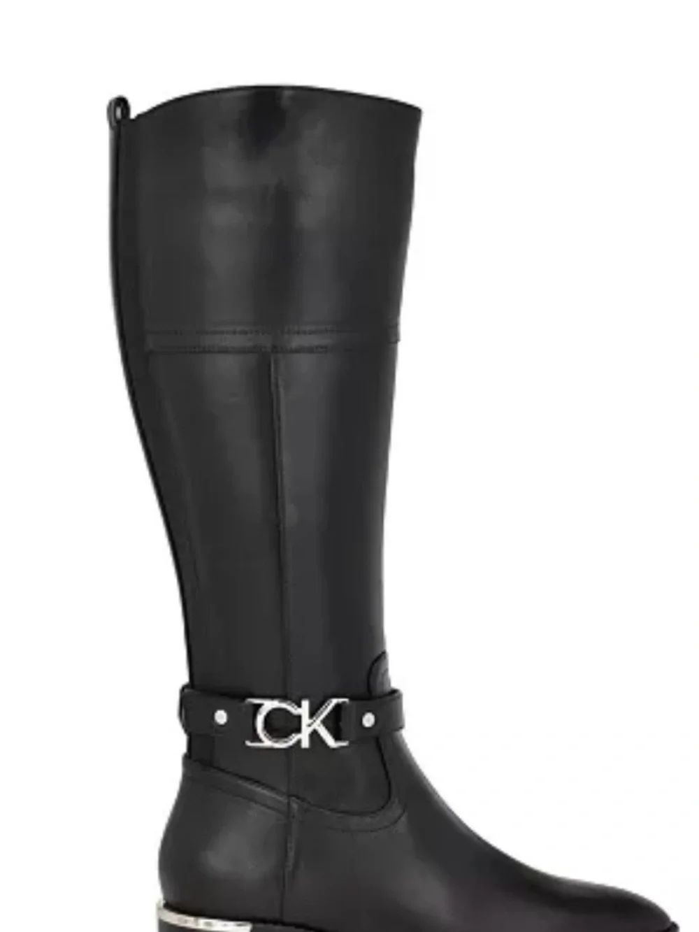 Calvin Klein Black Over-the-Knee Logo Strap Boots